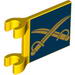 Flag 2 x 2 Square with Gold Crossed Cutlasses on Dark Blue Background Print