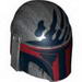 Minifig Helmet with Holes, SW Mandalorian with Dark Red Visor and Black Handprint Print