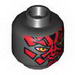 Minifig Head Alien with SW Darth Maul, Red Face and Narrowed Eyes Print [Hollow Stud]