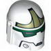 Minifig Helmet with Holes, SW Bounty Hunter with Jaw and Dark Green and Olive Green Print