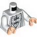 Torso Robe with Ornate Silver Fabric and Gold Clasps Print [Saruman] / White Arms / Light Flesh Hands