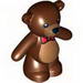 Teddy Bear - Arms Down with Black Eyes, Nose, Mouth and Red Bow Tie Print