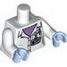 Torso Female Lab Coat with Purple Shirt and Pen, Buttons and 'PROFESSOR C BODIN' Badge Print / White Arms / Bright Light Blue Hands