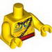 Torso - Bare Chest with Muscles Outline, Blue Body Paint, Bone Necklace and Red Belt Print / Yellow Arms / Yellow Hands