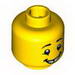 Minifig Head Black Eyebrows, Cheek Lines, Gap Toothed Smile Print [Hollow Stud]