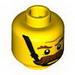 Minifig Head Brown Bushy Moustache, Brown Eyebrows and Chin Strap Print [Hollow Stud]