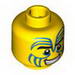 Minifig Head Tribal Blue Face Paint, Black Eyebrows and Grin Print [Hollow Stud]
