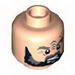 Minifig Head Dual Sided LotR Beard, Tattoo and Eyebrow Ring Angry / Surprised Print [Hollow Stud]
