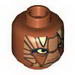 Minifig Head Alien with SW Dark Tan Features and White Horns Print (Nikto Guard) [Hollow Stud]