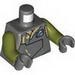 Torso SW Vest with Overlapping Panels and Metallic Silver Badge Print / Olive Green Arms / Dark Bluish Gray Hands 