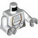 Torso SW Jedi Robe, Female with Gold Markings Print / White Arms / Light Bluish Gray Hands