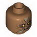 Minifig Head Alien Zabrak with Orange Eyes and Dark Tan Markings Print (SW Jedi Knight) [Hollow Stud]