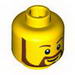 Minifig Head Beard Brown Rounded with White Pupils and Grin Print [Blocked Open Stud]