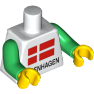 Torso - Danish Flag and 'COPENHAGEN' Print / Green Arms / Yellow Hands