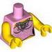 Torso Female Strapless Top with Silver Sparkles, Heart Necklace Print / Yellow Arms / Yellow Hands