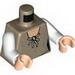 Torso SW Female Dark Tan Robe with Light Tan Tie and Dark Bluish Gray Stitching (both sides) Print (Leia) / White Arms / Light Flesh Hands