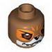 Minifig Head Dual Sided Chima Fox with White and Orange Face Details Smile / Grim Print [Hollow Stud]