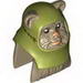 Minifig Head Modified Ewok with Olive Green Hood Print