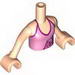 Torso Friends Bright Pink Halter Top with Palm Tree, Waves and Flowers Print, Light Flesh Arms with Hands