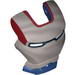 Minifig Visor Top Hinge with Silver Face Shield, White Eyes and Dark Red Trim Print