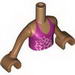 Torso Friends Magenta Top with Floral Print, Medium Dark Flesh Arms with Hands