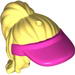 Minifig Hair Friends Long with Ponytail, Side Bangs and Dark Pink Sun Visor