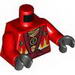 Torso Ninjago Robe with Dark Red Sash and Fire Power Emblem Print / Red Arms / Black Hands