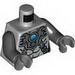 Torso Chima Silver Armor with Straps and Blue Round Jewel (Chi) Print / Black Arms / Dark Bluish Gray Hands