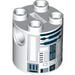 Brick Round 2 x 2 x 2 Robot Body with Gray and Dark Blue R2-D2 Print
