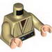 Torso Layered Jedi Robe Upper, Reddish Brown Undershirt, Reddish Brown Belt Print / Tan Arms / Light Flesh Hands