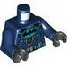 Torso Batman Logo in Medium Blue Oval with Body Armor and Dark Bluish Gray Belt Print / Dark Blue Arms / Black Hands 