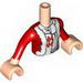 Torso Friends Red Holiday Jacket with White Trim, Argyle Sweater and White Scarf Print, Light Flesh Arms with Hands with Red Sleeves Print