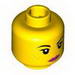 Minifig Head Female with Black Eyebrows, Eyelashes, Pink Lips, Freckles, Lopsided Smile Print [Hollow Stud]