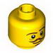 Minifig Head Male Brown Eyebrows, Goatee and Moustache, White Pupils Print [Hollow Stud] 