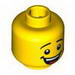 Minifig Head Male Black Eyebrows, Open Mouth Smile with Teeth and Tongue Print  [Hollow Stud]