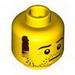 Minifig Head with Brown Sideburns, Stubble and Eyebrows, Neutral Mouth [Hollow Stud]