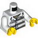 Torso Town Prisoner Number 86753, Dark Bluish Gray Stripes, Buttons, Hairy Chest Print / White Arms / Yellow Hands