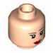 Minifig Head Dual Sided Female Brown Eyebrows, Eyelashes, Red Lipstick, Smiling / Angry Print (Batgirl) [Hollow Stud]