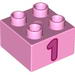 Duplo Brick 2 x 2 with Number '1' Print