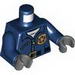 Minifig Torso with Dual-sided Police Jacket and Gold Police Badge Print / Dark Blue Arms / Dark Bluish Gray Hands