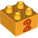 Duplo Brick 2 x 2 with '2' Print