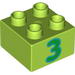 Duplo Brick 2 x 2 with '3' Print