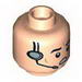 Minifig Head Black Eyebrows, Cheek Lines and Headset with Open Mouth Print [Hollow Stud]