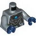 Torso Chima Gray Armor, Silver Buckles, Bat Pendant and Blue Round Jewel (Chi) Print / Sand Blue Arms / Dark Blue Hands