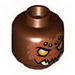 Minifig Head Alien Chima Spider with Orange Eyes, Brown Fur, White Spots and Fangs Print (Sparratus) [Hollow Stud]