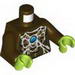 Torso Chima Bare Chest with Spiderweb, Dark Tan Spider and Blue Round Jewel (Chi) Print / Dark Brown Arms / Lime Hands 