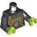 Torso Chima Gold Chain and Large Spider Pendant with Blue Round Jewel Print / Black Arms / Lime Hands