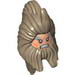 Minifig Head Modified Beorn with Beard and Long Hair, Flesh Face with White Pupils and Grimace Print