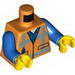 Torso Safety Vest with Reflective Crossed Stripes over Blue Shirt Print / Blue Arms / Yellow Hands