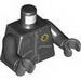 Torso Police 3 Zippers, Minifig Head Badge, Radio and Belt Print (Print on Front and Back) / Black Arms / Dark Bluish Gray Hands